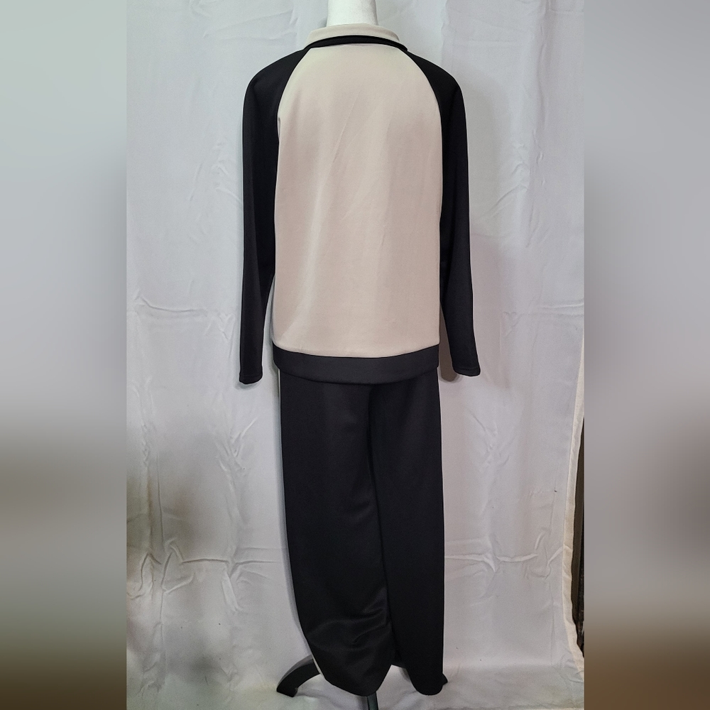 Monroe & Maine Women's Cream/Blk Colorblock Zip Up Tracksuit Athleisure Sz Large - Picture 11 of 12
